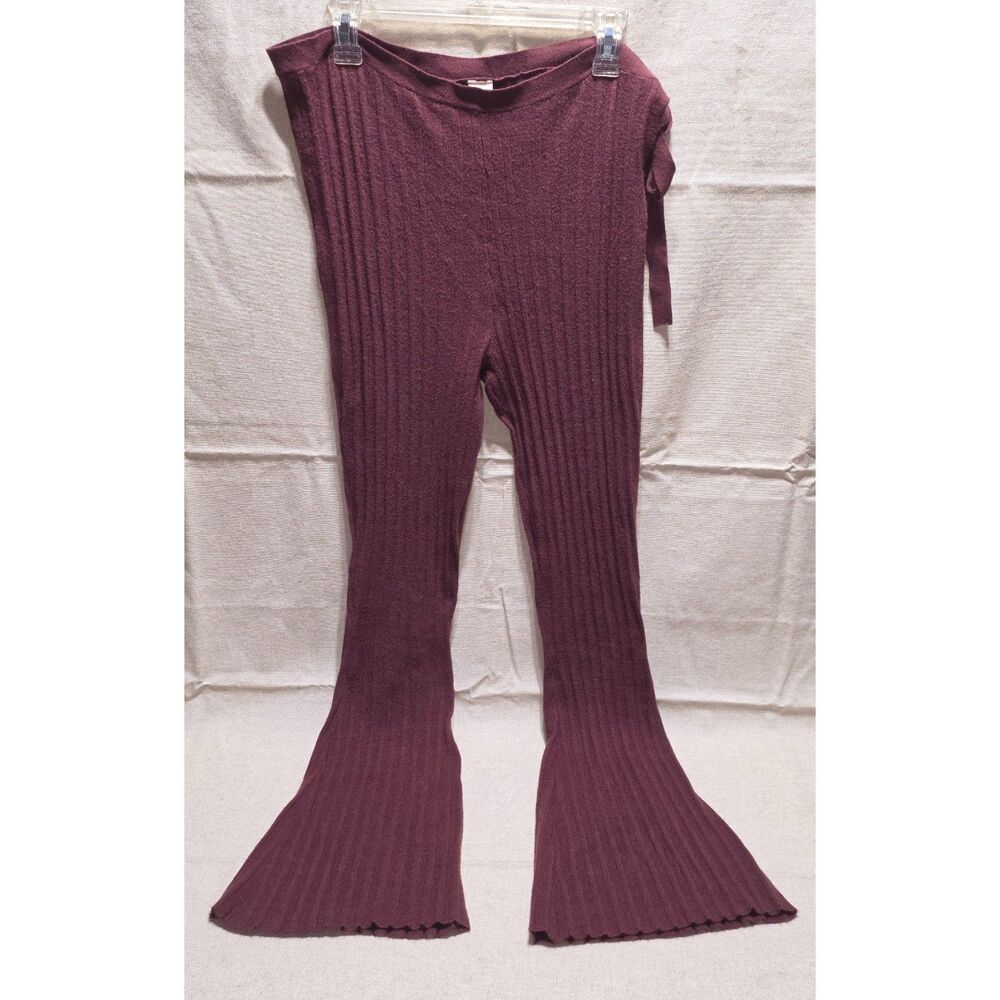NWT Open Edit Brown Ribbed Knit Flare Lounge Pants Size L